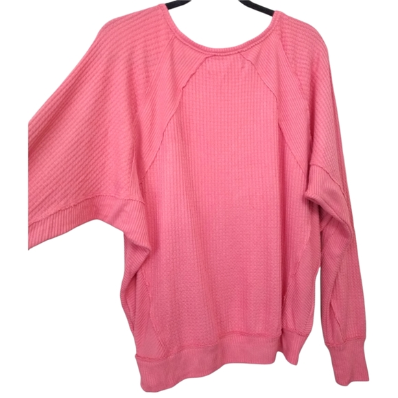 We the Free People Womens Pink Santa Clara Waffle Oversized Thermal Knit Top XS - Picture 8 of 12